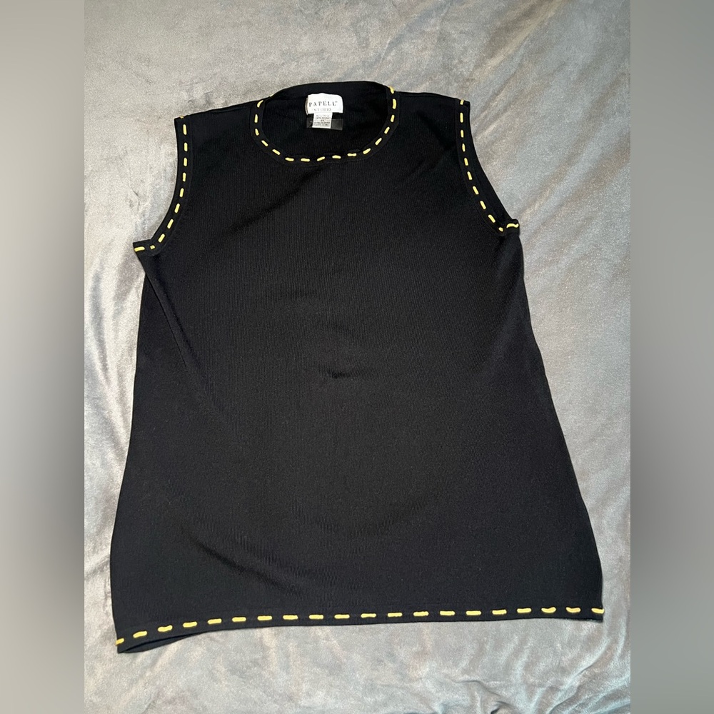 2/30 Papell Studio Black Stitch Tank Top Business Casual Plus Size 2X